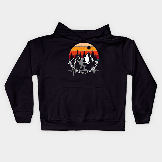 The Heartbeats of Wildlife Echo Through the Mountains Kids Hoodie by Smiling-Faces